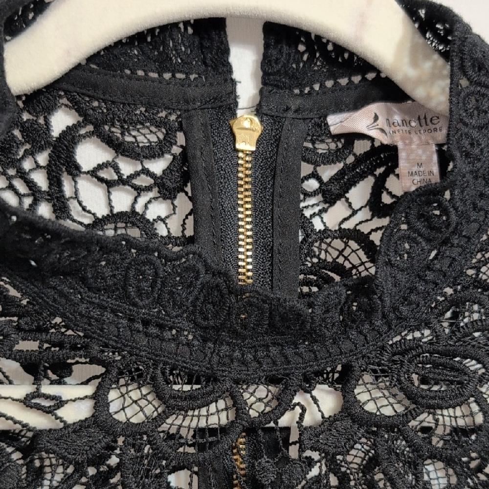 Nanette Lepore Black Lace High Neck Blouse - Picture 3 of 11